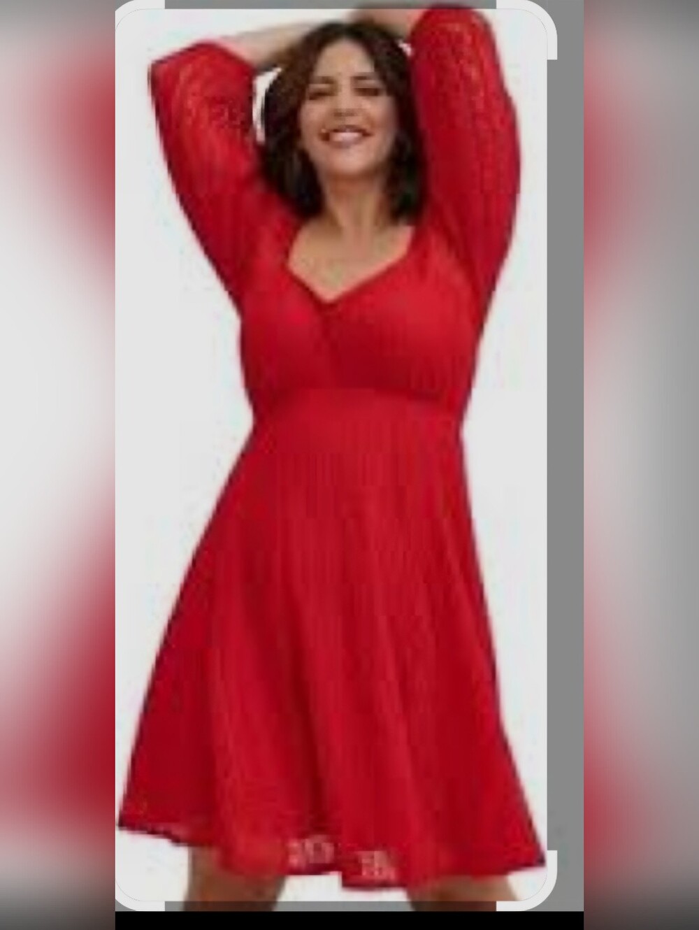 Torrid Red V-Neck Mid Sleeve Fit & Flare Dress Size 2xl